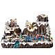 Christmas village set with ski resort and skiers, 40x60x45 cm, lights and music s1