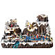 Villaggio Natale stazione sci pattinatori 40x60x45 cm luce musica s1