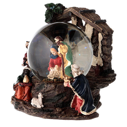 Christmas snow globe with Nativity Scene and music box 6x5x6 in 3