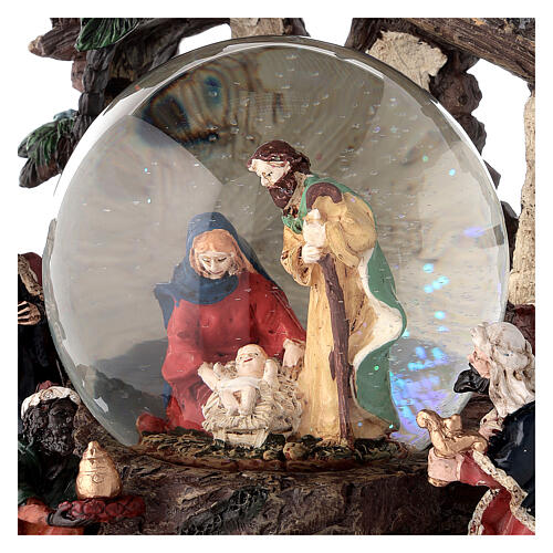 Glass snow globe with glitter Nativity scene music box 15x15x15 cm 2