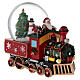 Christmas snow globe with music box, train with Santa, 10x8x5.5 in s4