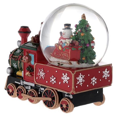 Esfera vidrio tren Papá Noel nieve carillón 25x20x15 cm 8