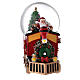 Sfera vetro trenino Babbo Natale neve carillon 25x20x15 cm s2