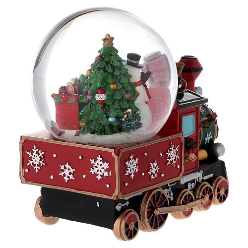 Szklana kula z pociągiem, Świętym Mikołajem, śniegiem, pozytywką, 25x20x15 cm 7