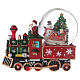 Szklana kula z pociągiem, Świętym Mikołajem, śniegiem, pozytywką, 25x20x15 cm s6