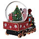 Glass snow globe Santa Claus snow train with music box 25x20x15 cm s7