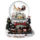 Glaskugel Weihnachtsschlitten Weihnachtsmann Schnee und Musik, 20x15 cm s1