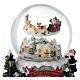 Glaskugel Weihnachtsschlitten Weihnachtsmann Schnee und Musik, 20x15 cm s3