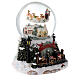 Glaskugel Weihnachtsschlitten Weihnachtsmann Schnee und Musik, 20x15 cm s7