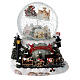 Christmas snow globe Santa's sleigh and train, music box, 7x6.5 in s2