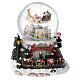 Christmas snow globe Santa's sleigh and train, music box, 7x6.5 in s4