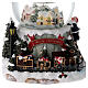 Christmas snow globe Santa's sleigh and train, music box, 7x6.5 in s5