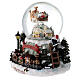 Christmas snow globe Santa's sleigh and train, music box, 7x6.5 in s6