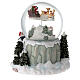 Christmas snow globe Santa's sleigh and train, music box, 7x6.5 in s8