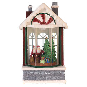 Weihnachtsmann Haus bewegliche Kulisse mit Lichtern, 20 cm