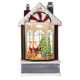 Santa's home, snow globe with lights, 8 in