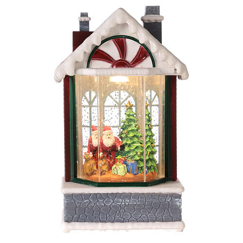 Santa's home, snow globe with lights, 8 in 2