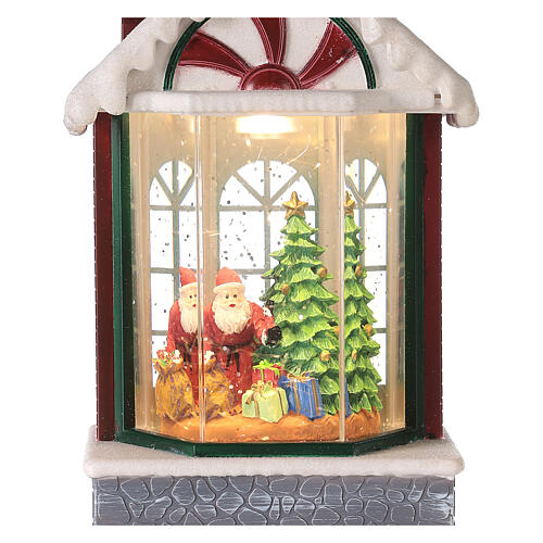 Santa's home, snow globe with lights, 8 in 3