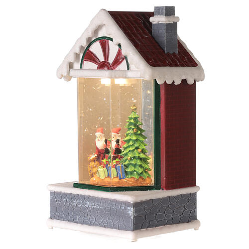Santa's home, snow globe with lights, 8 in 4
