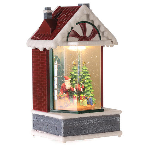 Santa's home, snow globe with lights, 8 in 5