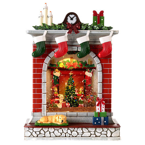 Chimney with elves and snow 10x8x4 in 1