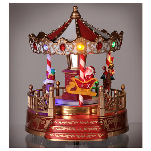 Christmas merry-go-round with reindeers h 9 in diameter 8 in 2