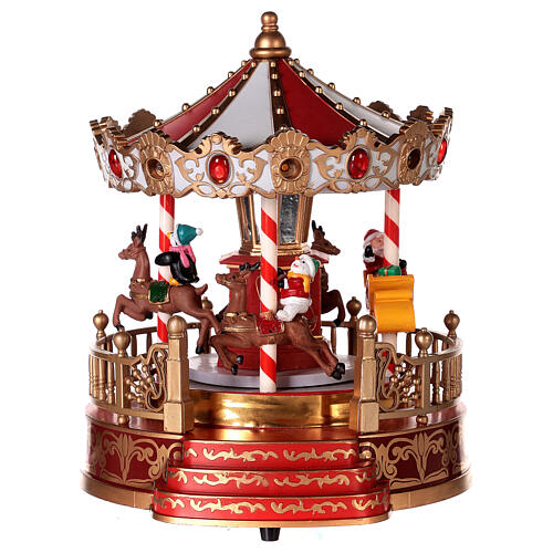Christmas merry-go-round with reindeers h 9 in diameter 8 in 3