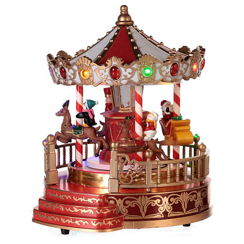 Christmas merry-go-round with reindeers h 9 in diameter 8 in 4