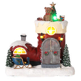Christmas village: boot-shaped cabin 8x8x6 in