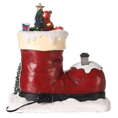 Cenário natalino: bota com Pai Natal e urso 20x20x15 cm 5