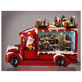 Santa's lorry with lights and motion 8x12x5 in
