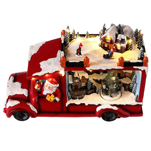 Camion de Père Noël lumières et mouvement 20x30x10 cm 3