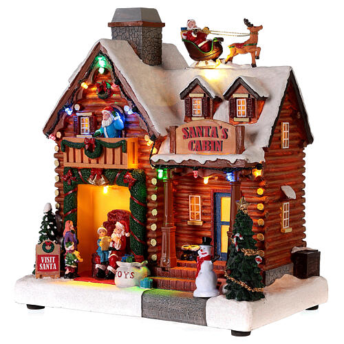 Miasteczko bożonarodzeniowe, domek Świętego Mikołaja, 25x25x15 cm 4