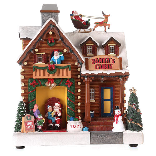 Miasteczko bożonarodzeniowe, domek Świętego Mikołaja, 25x25x15 cm 9