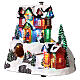 Christmas village set with skiers in motion and lights 10x10x8 in s4