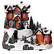 Christmas village set with skiers in motion and lights 10x10x8 in s6