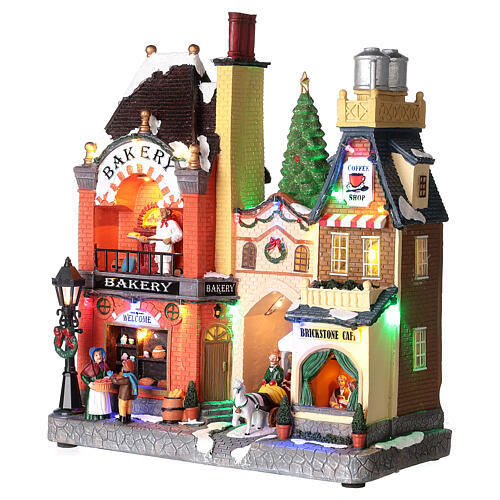 Christmas village set: bakery and coffee shop 12x12x4 in 4