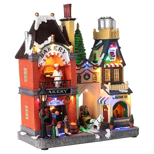 Christmas village set: bakery and coffee shop 12x12x4 in 6