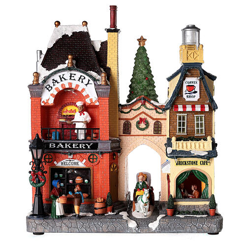 Christmas village set: bakery and coffee shop 12x12x4 in 7