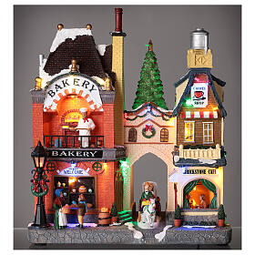 Christmas village with bakery and café 30x30x10 cm