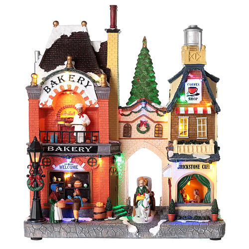 Christmas village with bakery and café 30x30x10 cm 1