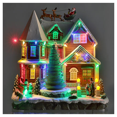 Christmas village set: house with Santa above it 10x10x8 in 4