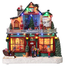 Christmas village set: toy shop 12x12x8 in