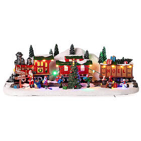 Christmas village set with train 8x20x8 in