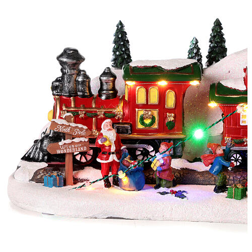 Christmas village set with train 8x20x8 in 3