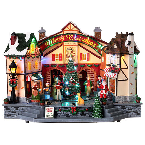 Christmas village set with an animated choir 10x14x8 in 1