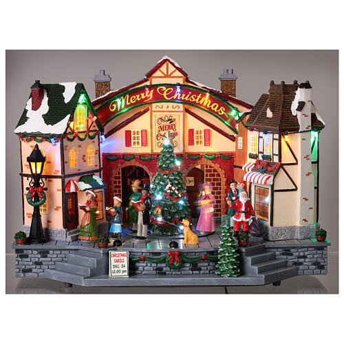 Christmas village set with an animated choir 10x14x8 in 2
