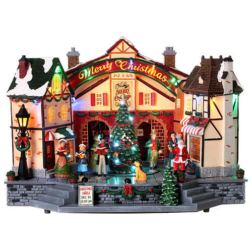 Villaggio Natalizio con coro animato 25x35x20 cm 1