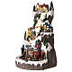 Mountain Christmas village with skiers and train 50x30x30 cm s4