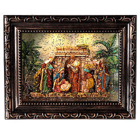 Heilige Familie Gemälde mit Schnee-Effekt, 20x25x5 cm